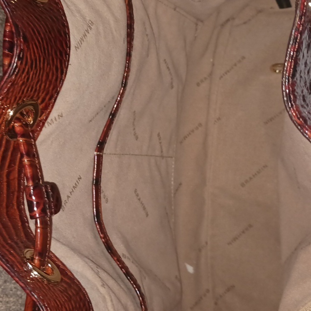 Brahmin Burgundy Croc-Embossed Leather Tote - Picture 5 of 5